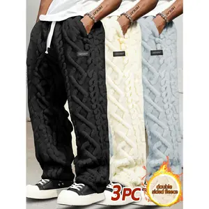 3-Pack Men'S Winter Warm Fleece-Lined Casual Pants | Drawstring Waist, Comfortable and Lightweight, Suitable for Daily and Outdoor Wear