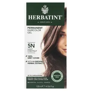 Herbatint Permanent Haircolor Gel, 5N Light Chestnut, 4.56 fl oz (135 ml)
