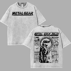 Metal Gear Solid Vintage Wash Short Sleeve Graphic T-Shirt, Unisex Heavyweight Cotton Streetwear Top, Gamer Merch Gift for MGS Fans