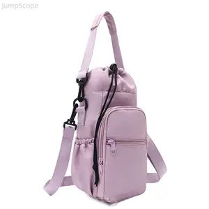 Lightweight Water Bottle Crossbody Bag, Adjustable Drawstring Outdoor Sling Purse, Portable Detachable Strap Travel Cup Holder Bag for Hiking Daily Use