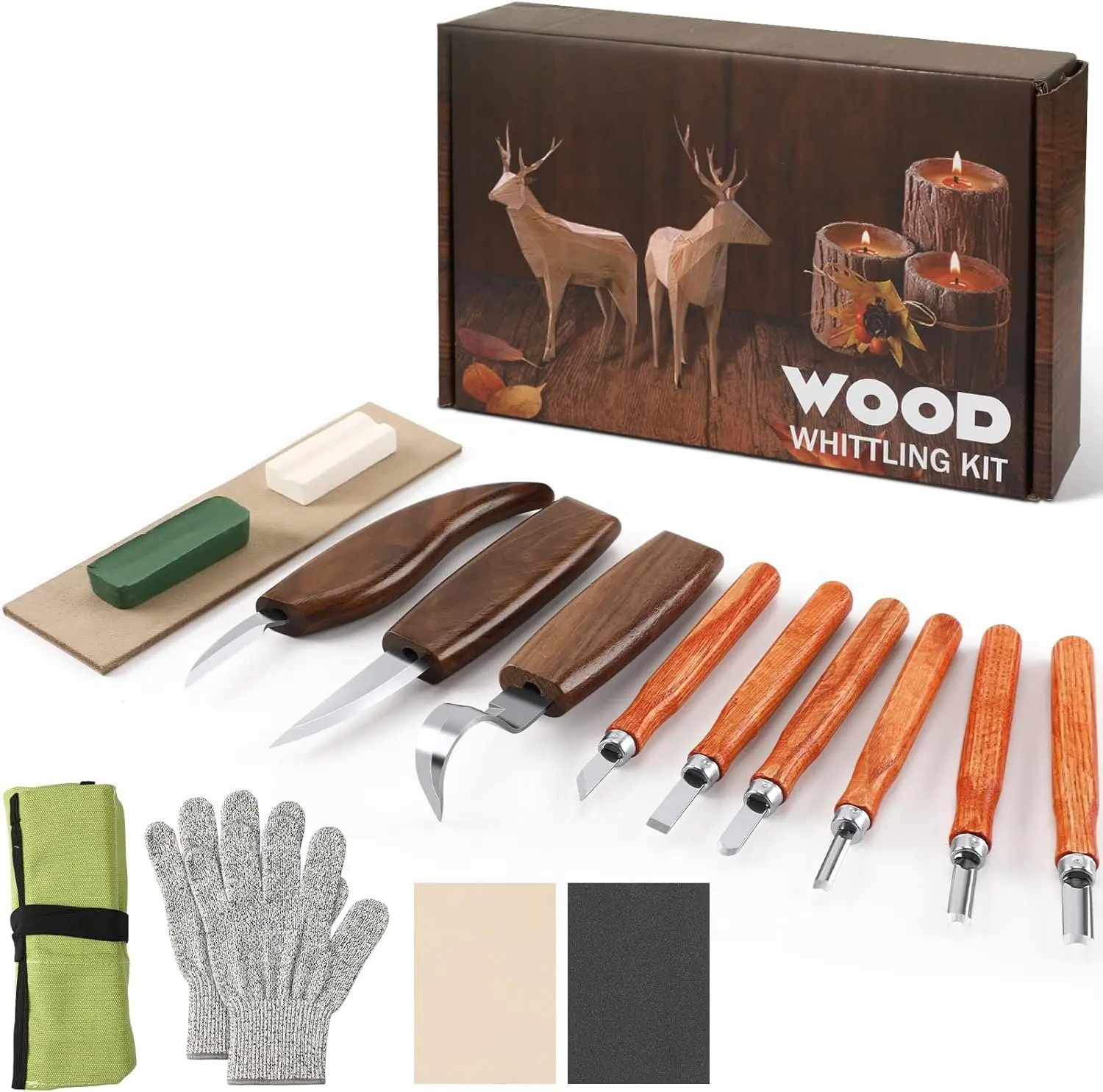 17-Pack Portable Wood Carving Set with Tool Box - Woodworking Supplies for DIY Sculpture, Beginner & Expert Carpenters, Woodworking Tools