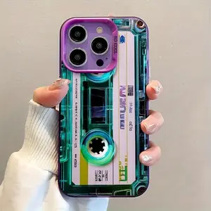 Blue-Green Transparent Tape Creative Design Smartphone Case - Matte Back Shockproof Casing, Phone Accessories for iPhone 11/12/13/14/15/16/17/17E, Stylish Youthful Vibe Cellphone/Device Protector, Holiday Gift Option