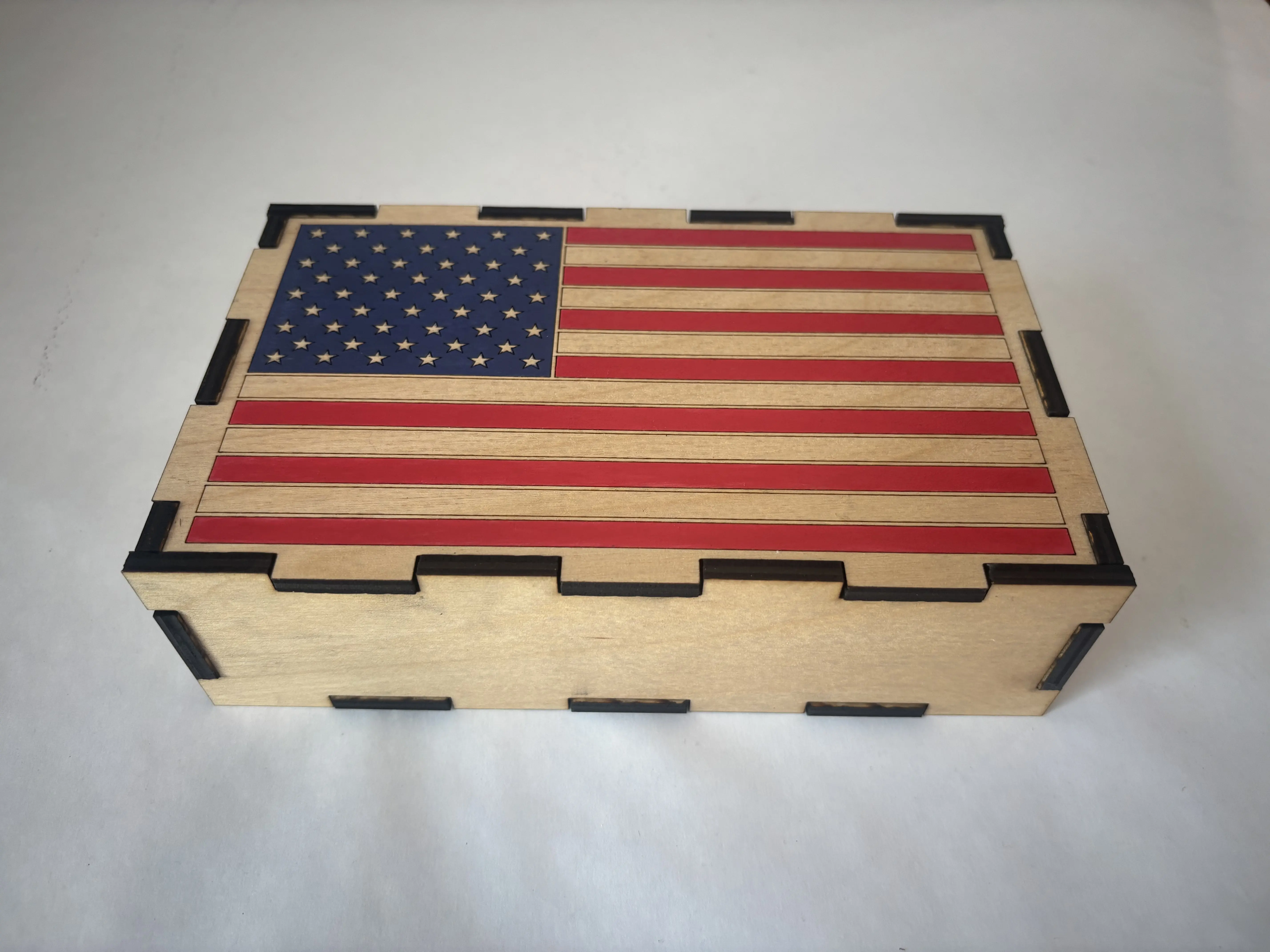 American Flag laser engraved & hand painted Domino Box with dominoes *Made in the USA*