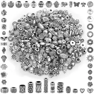 350 Pcs Silver Spacer Beads for Jewelry Making, Mixed Bulk Random Styles Metal Beads for Bracelets, Necklace, Earring Jewelry Making