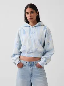 VintageSoft Crop Logo Hoodie