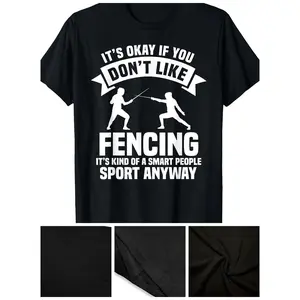 Fencing Combat Sport Fence Foil Epee Sabre Sword Fencer T-Shirt-100 % Cotton-220g