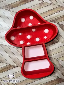 3D Printed Mushroom Shelf in Red and White - Perfect for Small Collectables