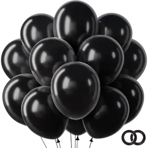Black Balloons 65 count, 12 Inch Party Balloon with Ribbons for Black History Month, Birthday, Wedding,  Shower, Graduation Decorations