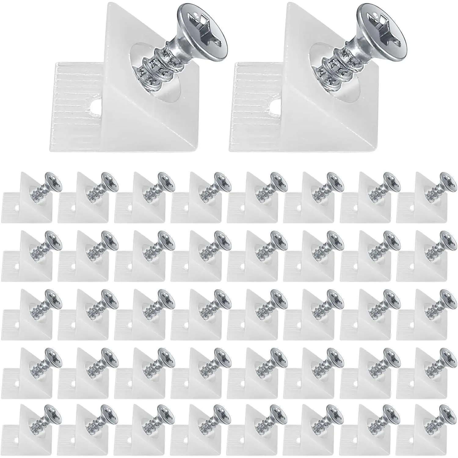 120 count Drawer Wedges with Screws, Drawer Bottom Support Brackets, Fixing Mending Wedges, Plastic Angle Code Bracket Fasteners, Drawer Reinforcement Repair Kit for Furniture Sagging Drawer