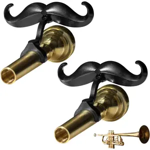 [2 Pack] Clip-On Mustache For Trumpets & Trombones - Includes Protective Case - Fits All Small Shank Mouthpieces - Perfect Accessory For Young Musicians - Mouthpiece Not Included