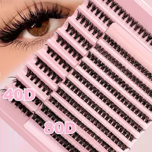 Music Festival Makeup DIY Segment Natural Eyeliner False Lashes, 40D+80D Dense Curled Realistic Look, Perfect for Festivals