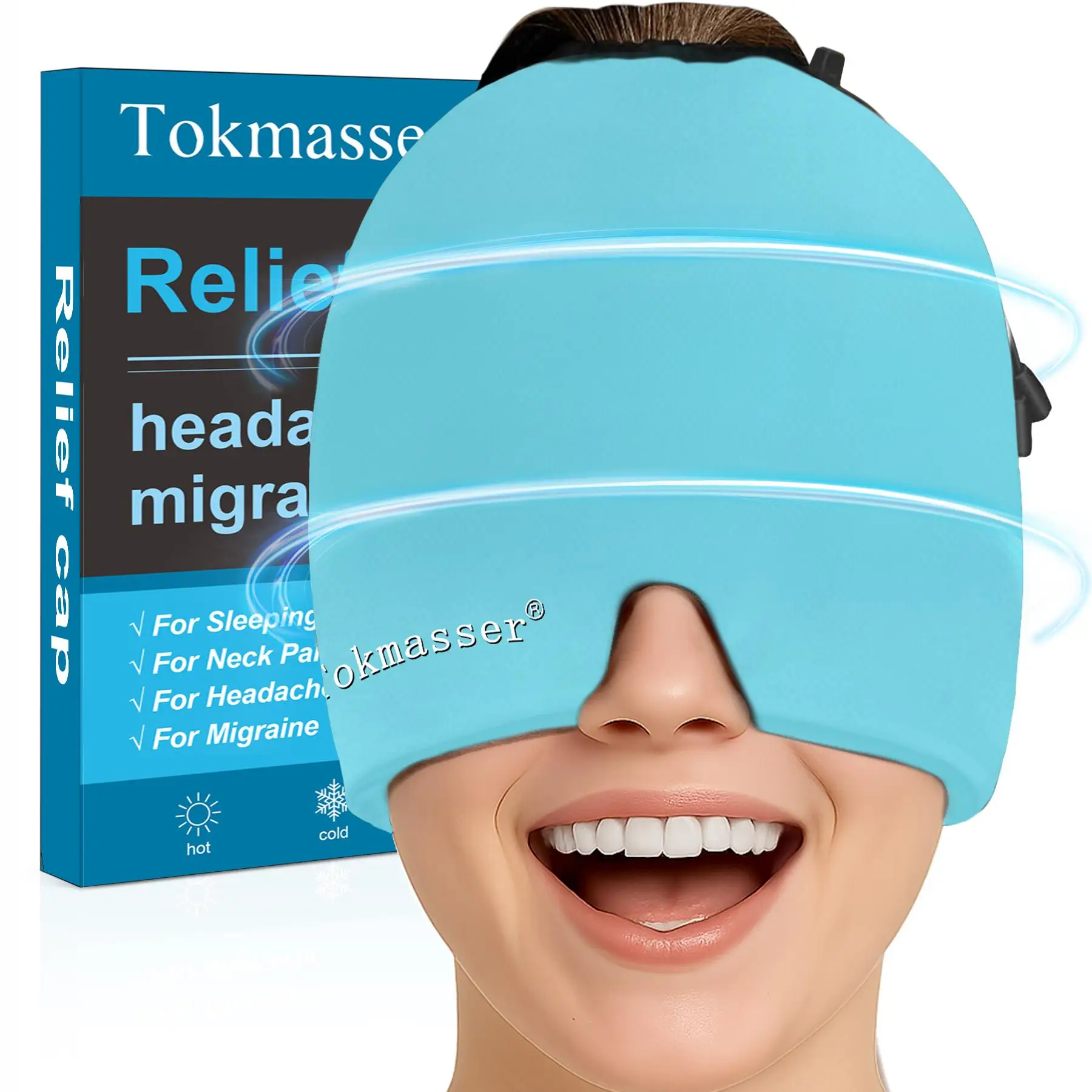 【TikTokShopRestock】Natural Relief Hat with Drawstring for Headache Relief，Eye Mask for Eye Bags, Tension and Stress，Migraine Headache Relief Cap，Migra