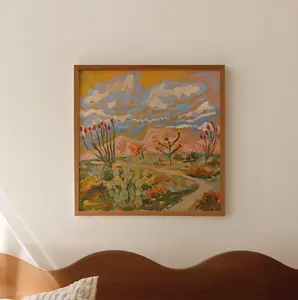 Retro Desert Landscape Print Texas Travel Inspired Wall Art for Vintage Style Home Decor