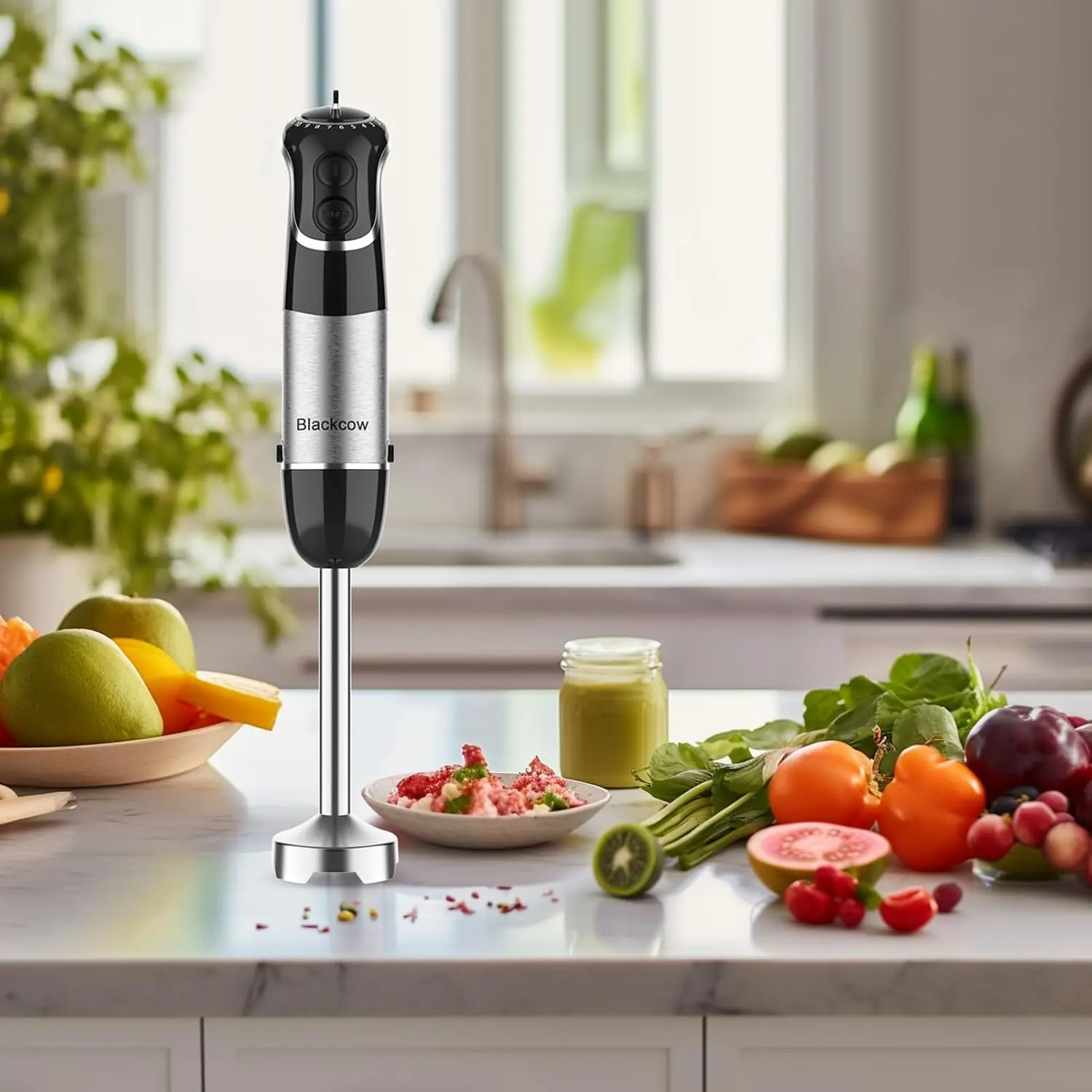 Immersion Handheld Blender 500W with 700ml Beaker, 12-Speed & Turbo Mode Hand...