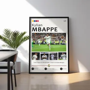 Kylian Mbappe Poster / Real Madrid Poster / Kylian Mbappe Print Art / Gift Poster / French Footballer prints for your wall Decor Photo Satin Ornaments