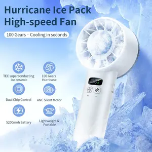 Portable Handheld Fan with Digital Display, 5200mah Rechargeable Battery, Vertical Design, Neck Strap, Indoor Outdoor Use