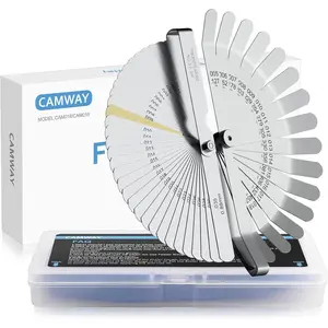 CAMWAY 2Pcs Feeler Gauge Set Steel Metric/Inch 32 Straight Blade Steel Feeler Gauge+16pcs Feeler Gauge 45º Blades Offset for Measuring Gap Width Thickness Valve Spark Plug Gaps Measuring Tools