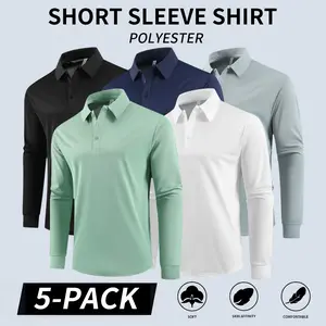 Men's spring and autumn loose lapel POLO shirt long-sleeved t-shirt solid color suitable for business interior, comfortable and versatile, Valentine's Day gift