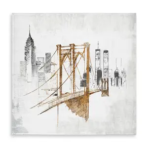 Begin Home Decor C1TC5858WZG9E1 58 x 58 in. Brooklyn Bridge Blurry Sketch Tablecloth - Home Decor Accent