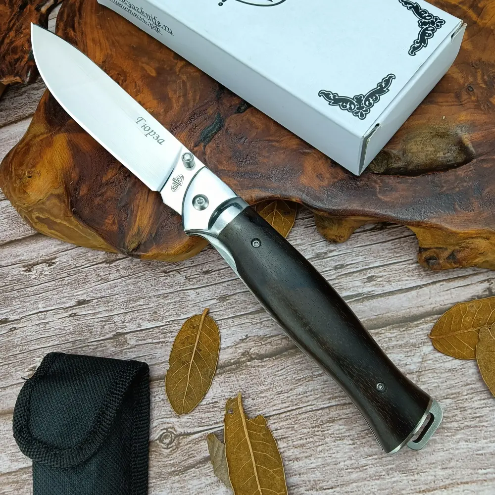 Russian-Style Folding Pocket Knife with High-Quality 440C Blade and Ebony Handle—Camping, Hiking, Survival, Mountaineering, and Adventure Cutting Tool; EDC, Adventure, and Outdoor Pocket Knife, Camping Knives