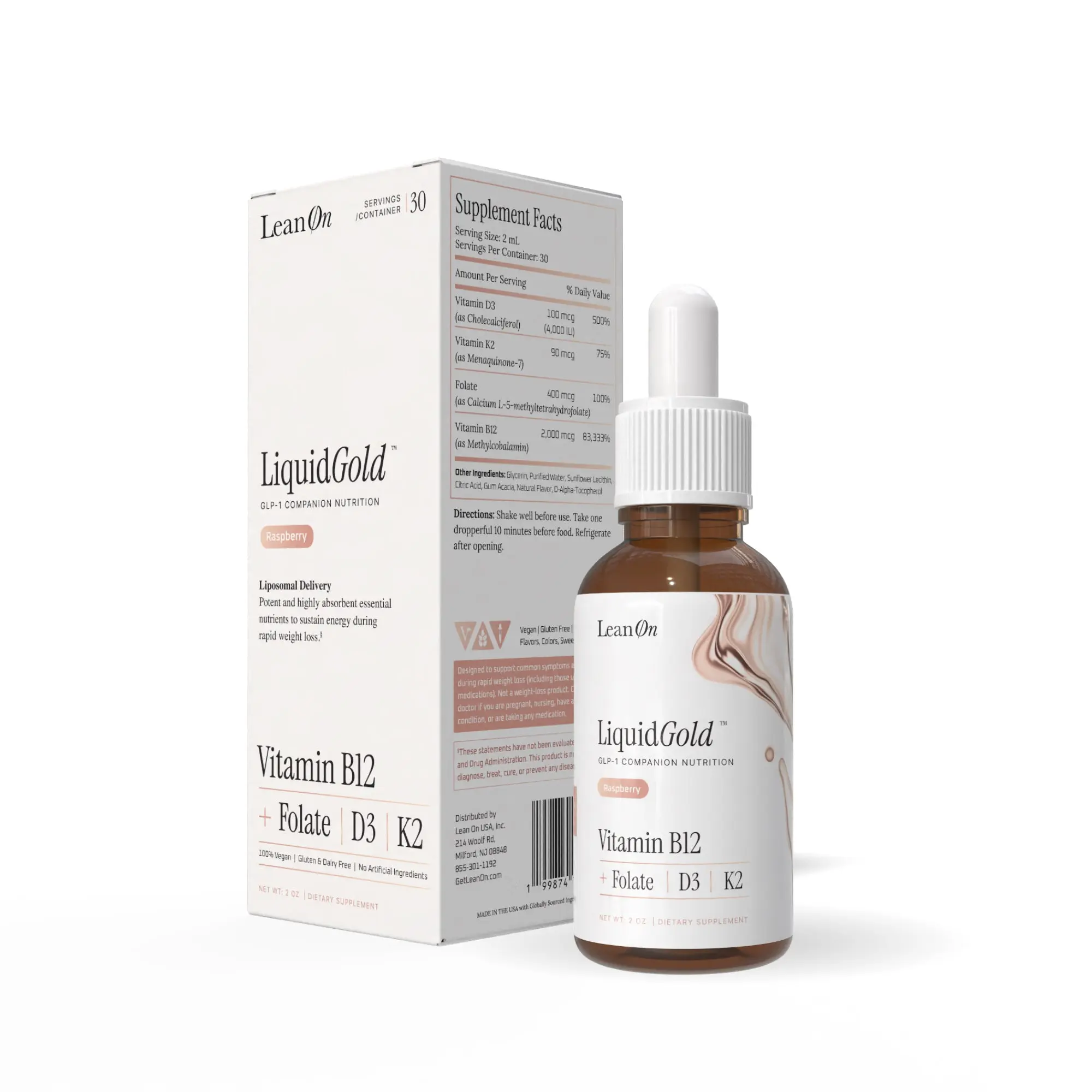LiquidGold Ultra Strength Liposomal Vitamin B12 with Folate, D3, K2