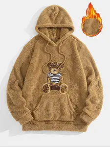 Men's Casual Hooded Sweatshirt Pullover, Fleece Lined Pocket Design, Fashion Streetwear Y2K Style, Comfortable Soft Long Sleeve Top, Embroidery Hoodie