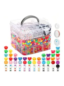 Three-Layer Bead Set for Bracelets, Colorful Plastic Acrylic Letter Beads, Star Beads, Jewelry Making Kit, Fashion Gift