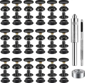 72 Pieces (18Sets) Snap Fastener Kit Tool 15MM Snap Button Kit Snaps for Leather Leather Snaps and Fasteners Kit for High-Grade Metal Material Snaps for Bag, Jeans, Clothes, Fabric (Black) Ccoo-us