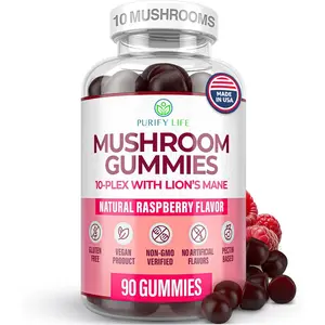 Mushroom Gummies Supplement for Energy, Focus, & Gut Health - Made in USA & 3rd Party Tested - 90 Gummies