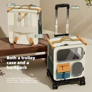 Rolling Cat Cage with Wheels, Suitable for Large Cats and Small Dogs Up to 25 Lbs, Perfect for Travel, Walking, and Camping