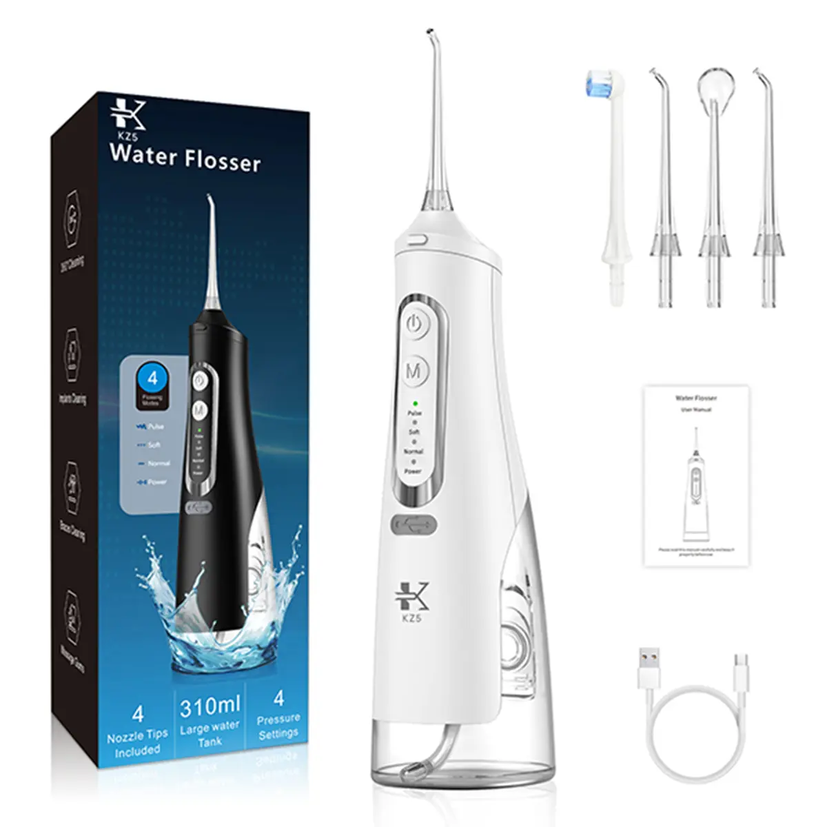 Water Flosser Cordless Oral Irrigator Portable Waterproof Teeth Cleaner for Braces Gum Care & Deep Cleaning
