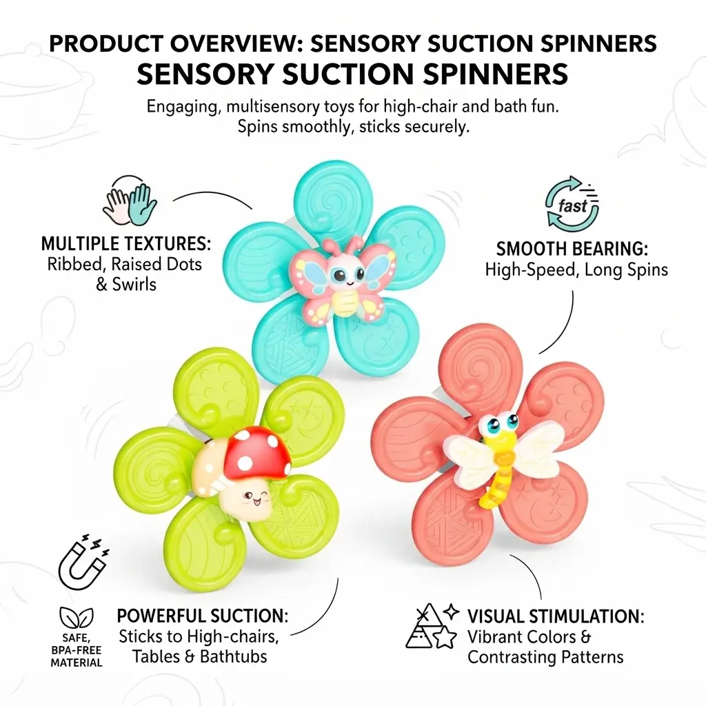 Baby Strong Suction Cup Rotating Bath & Travel Toys - for 10M+ Infants