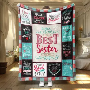 Letter Pattern Soft Blanket, Slogan Print Blanket, 1 Count Bedroom Bedding Blanket, Warm Nap Blanket For Home Office Travel, Gift For Sister And Friend