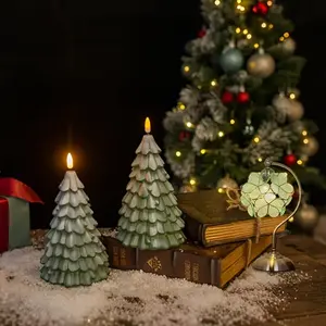 LED Christmas Tree Candle Light, Flameless Candle Lamp, 3D Column Design, Perfect for Holiday Decor, Battery Powered, No Batteries Included