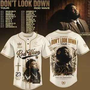 Rod Wave Don't Look Down Tour 2026 Baseball Jersey, Concert Fan Button Up Shirt, Rod Wave Tour Merch, Music Fan Apparel, Unisex Jersey Gift for Men and Women