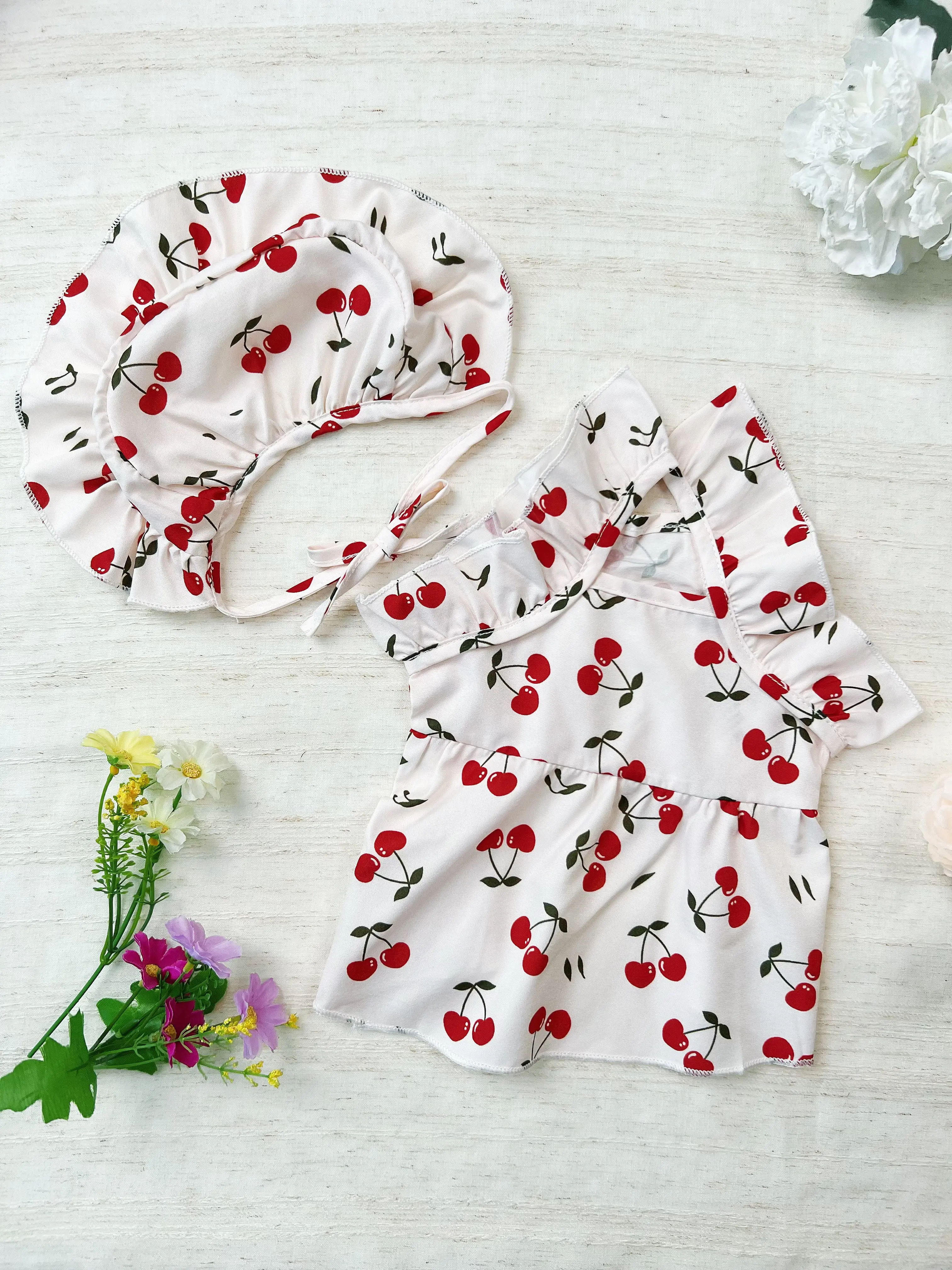 Pet Clothes Dog Cat Rabbit Princess Cherry Dress Pretty Comfortable Yorkshire Terrier Maltese Teddy Bichon Bear Pomeranian Bulldog For Wedding Anniversary Daily Use A0002