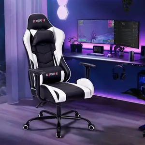 Adjustable Reclining Gaming Chair, Ergonomic Faux Leather Swivel Computer & Racing Chair