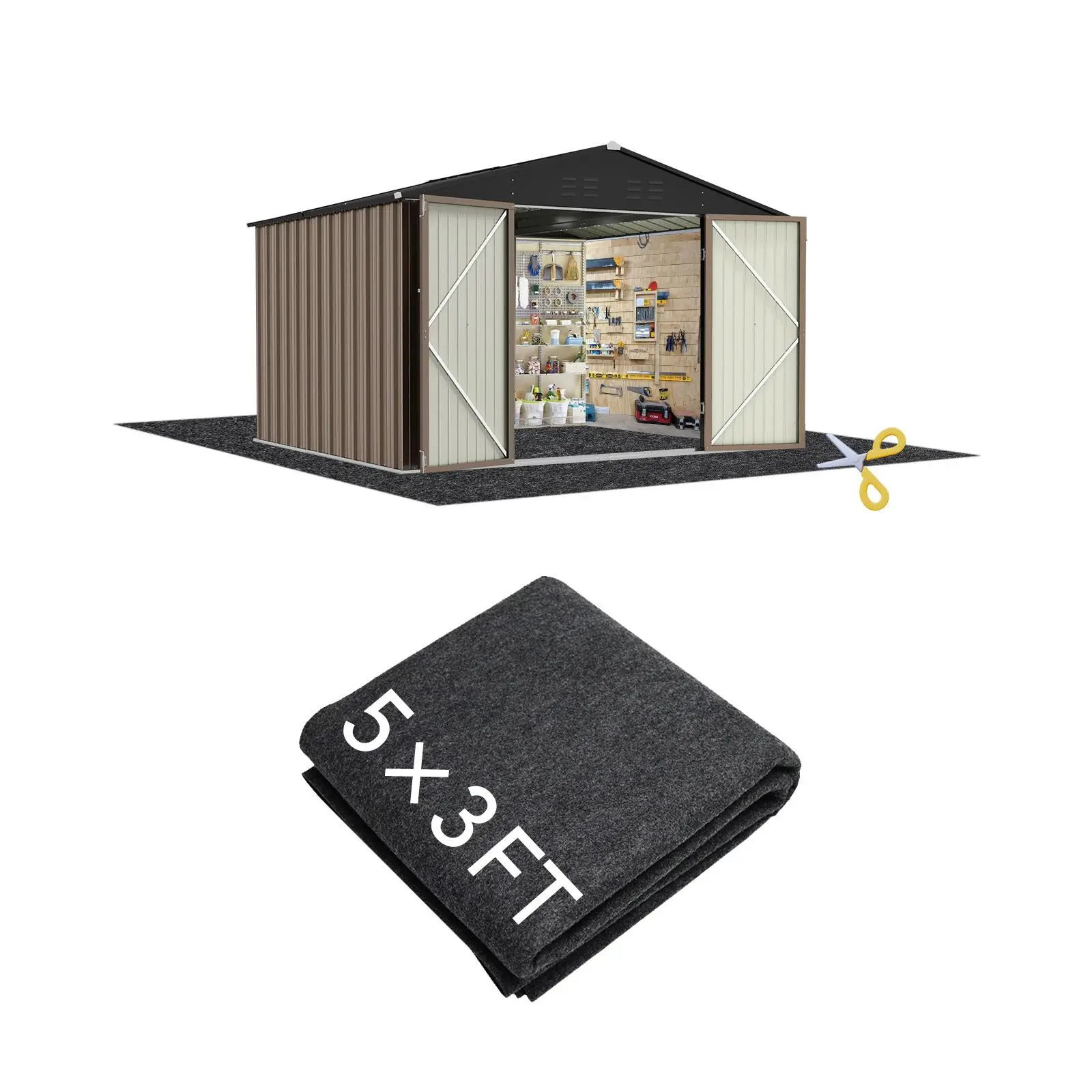 GAOMON 5 x 3 ft Outdoor Storage Shed Mat, Waterproof Floor Mat, Non-Slip & Non-Scratch Protective Mat for Garden Sheds