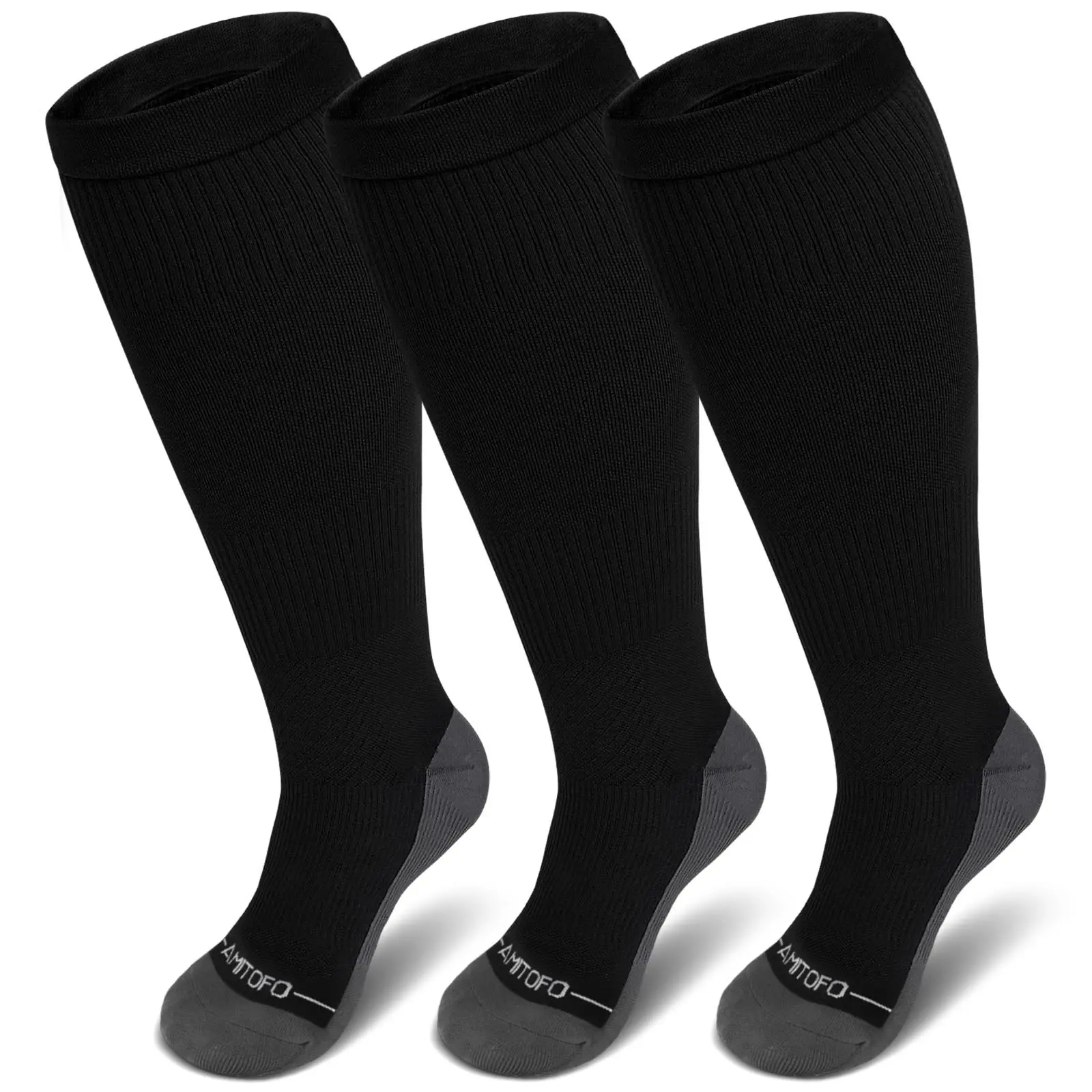 Women's Plus Size Thigh High Compression Socks (3 Pairs) - 20-30 mmHg Gradient Pressure, Seamless Toe, Breathable Nylon Spandex, Cold Wash, All Season, for Circulation & Post-Surgery Recovery, XXL, Unisex