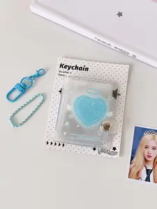 Transparent PVC Keychain Card Holder, Removable Cardholder, Shiny 2 Inch Photo Album, Photo Strip Holder, Student ID Storage Folder, Bag Accessory Hanging Charm