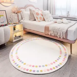 Room Round Carpet, Polka Dot Pattern Soft Plush Rug, Modern Minimalist Style Game Mat, Thickened Comfortable Floor Pad, Modern Indoor Rug, Soft Area Rug, Decorative Area Rug, Home Decor Rug