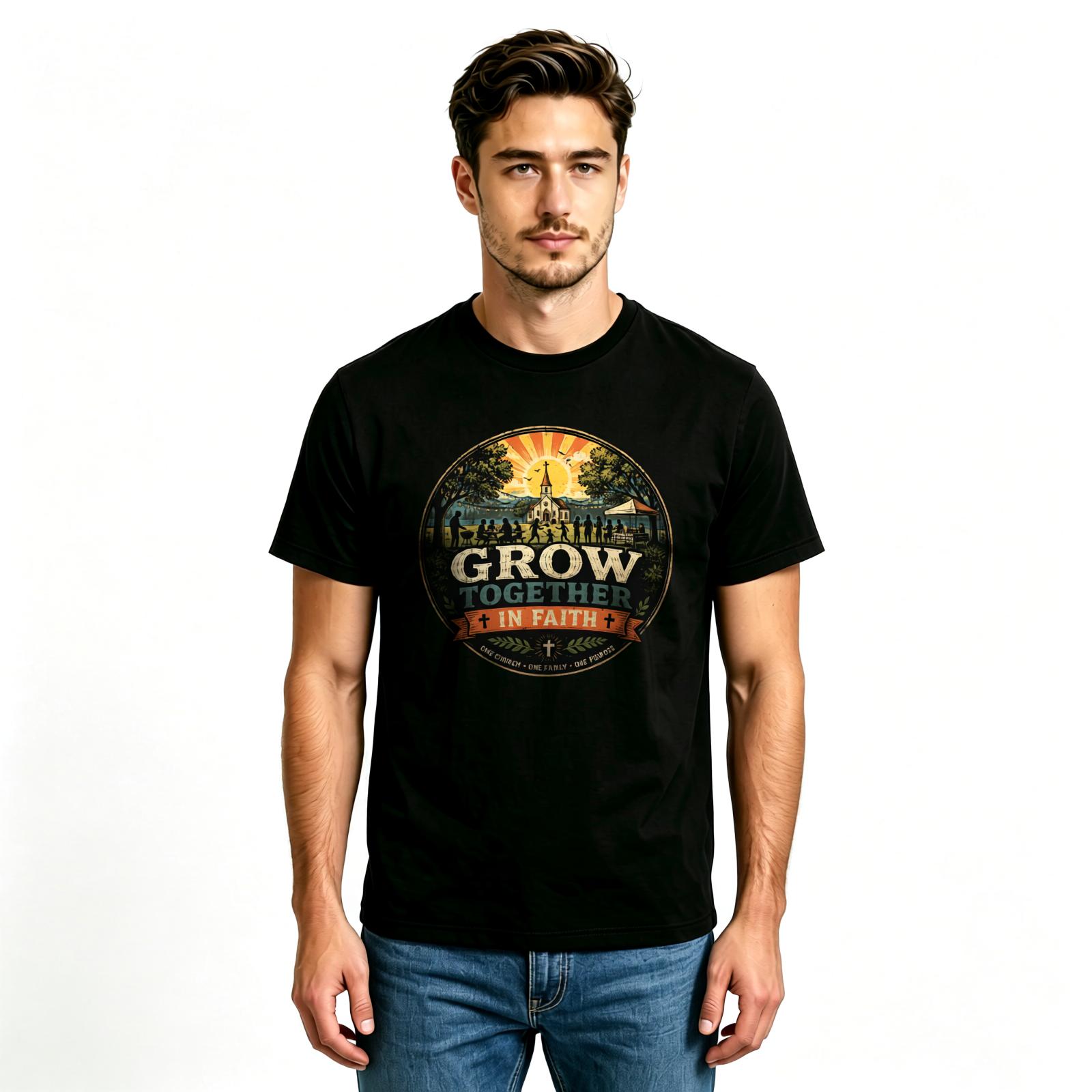 Men's Unisex Breathable Soft Cotton Graphic Print Christian Faith T-Shirt - Church Group Worship, Serve Mission Volunteer Religious Gift, Adult Sizes