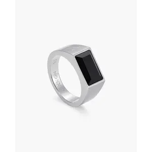 JAXXON - Beveled Onyx Signet Ring - Silver