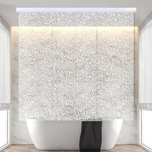 Rollup Shower Curtain for Bathroom. Waterproof, 100% PEVA, Heavy Duty Shower Roller Blind Curtain for Bathtub. No Rods, No Hooks, No Rings! (56"x95") (Sparkle)