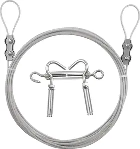 10.8FT Stainless Steel Clothes Lines for Hanging Clothes Outside - DEWEL Clothesline Heavy Duty for Wire Curtain Hanging - Windproof Anti-sag Multipurpose Clothes Line Accessories Laundry Hangers