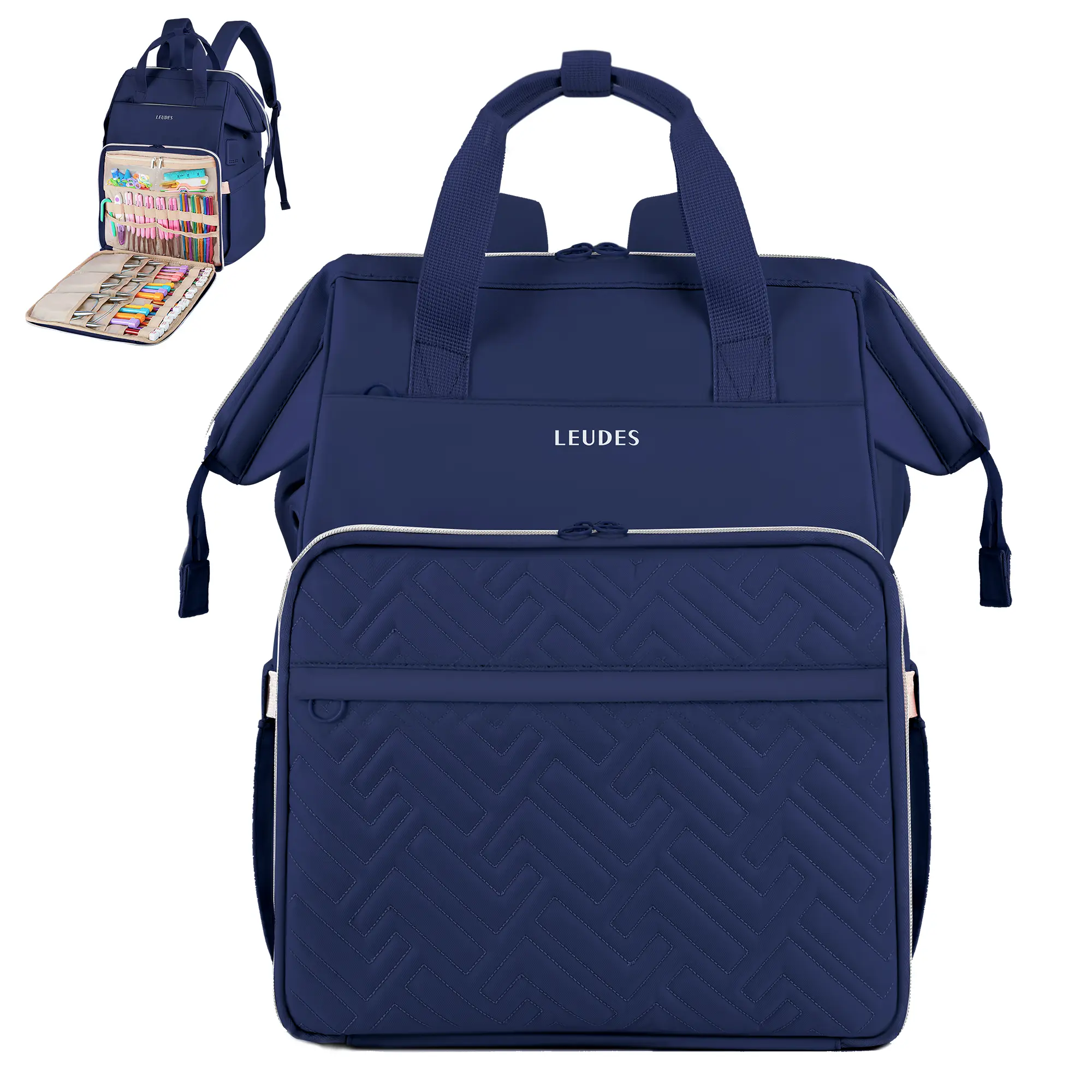 Leudes Knitting Bag Backpack, Yarn Storage Organizer Large 