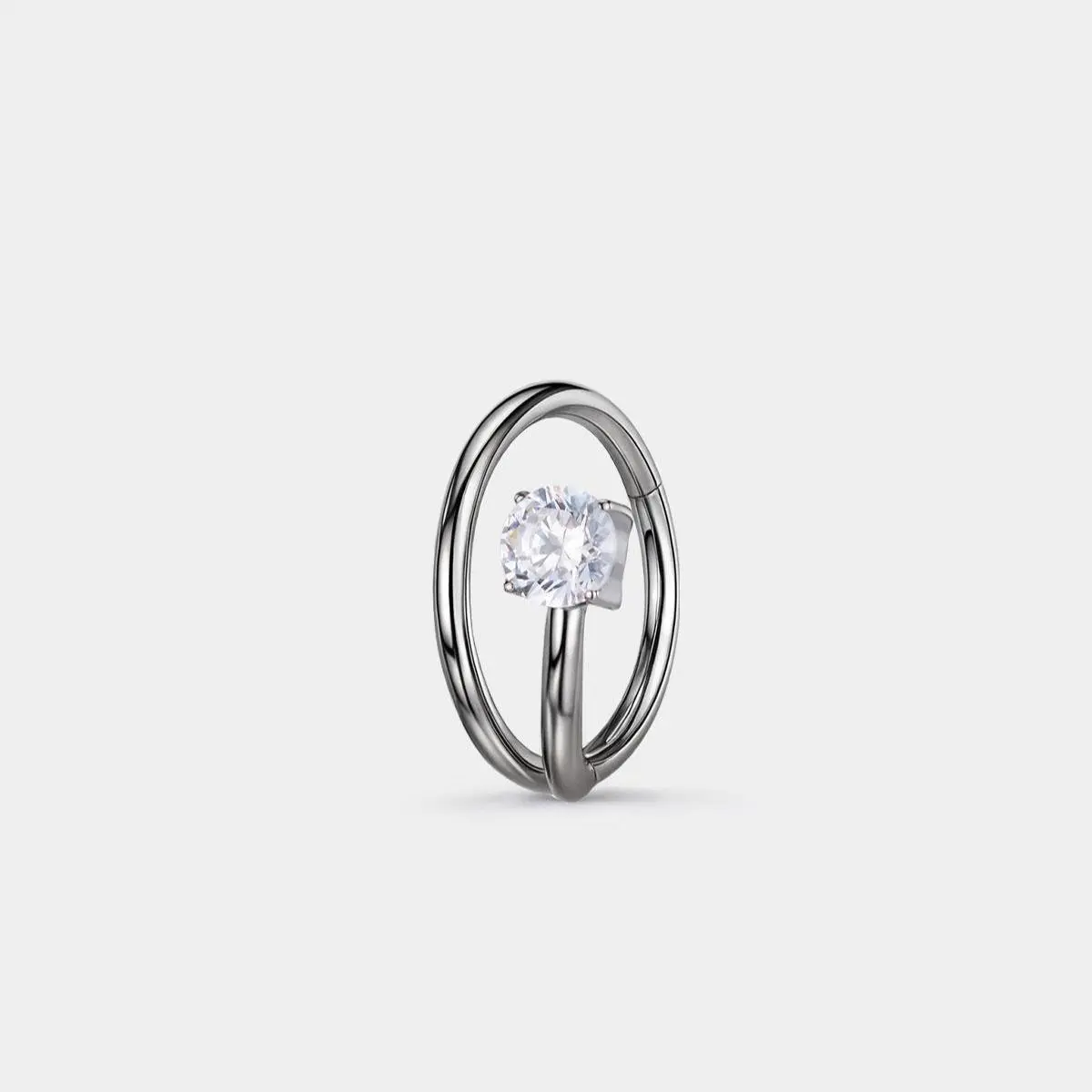 OUFER Women's 20G Hinged Nostril Hoop - Dainty Round Stone Cubic Zirconia Quick Insertion Segment, Body-Safe Body Jewellery for Casual/Formal Wear, Fashion Accessory, Nose Piercing, Segmented, Snug, Nose Ring Hoops, Clean Modern Nose Accent