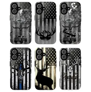 Deer Skull Phone Case Collection, Rustic Hunting Flag Antler Truck Country Western Patriotic Style Outdoorsman Aesthetic Gift Fashion Vibes Trending Now for iPhone 17 16 15 14 13 Pro, Samsung S25 S24 S23 S22 Ultra