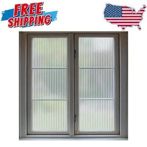 1/2-Inch Frosted Reeded Glass Window Privacy Film, 3D Non Adhesive, 17.7x78.7 inches