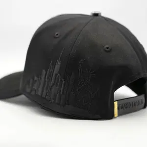 New York City Skyline Embroidered Snapback Hat - Black Adjustable Cap with Statue of Liberty Design